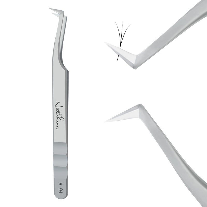 Natuhana Lash Tweezers for Eyelash Extensions Premium Stainless Steel Curved & Straight Tip Isolation Tweezers for Volume & Individual Lashes